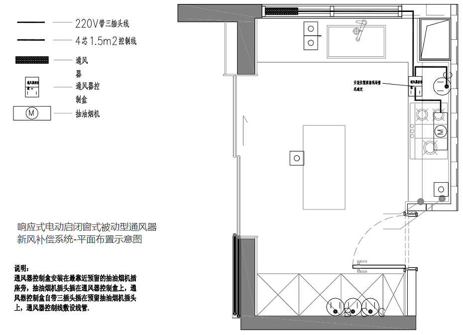響應式電動(dòng)通風(fēng)器YH80D平面布置原理圖